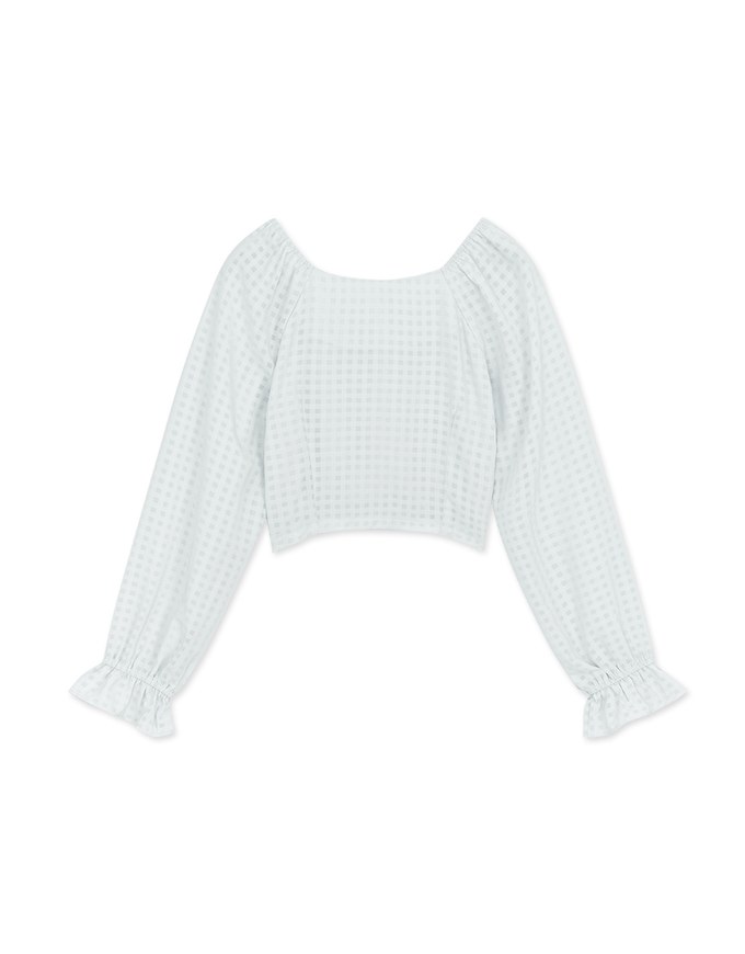 Light Plaid Flutter Peplum Crop Top