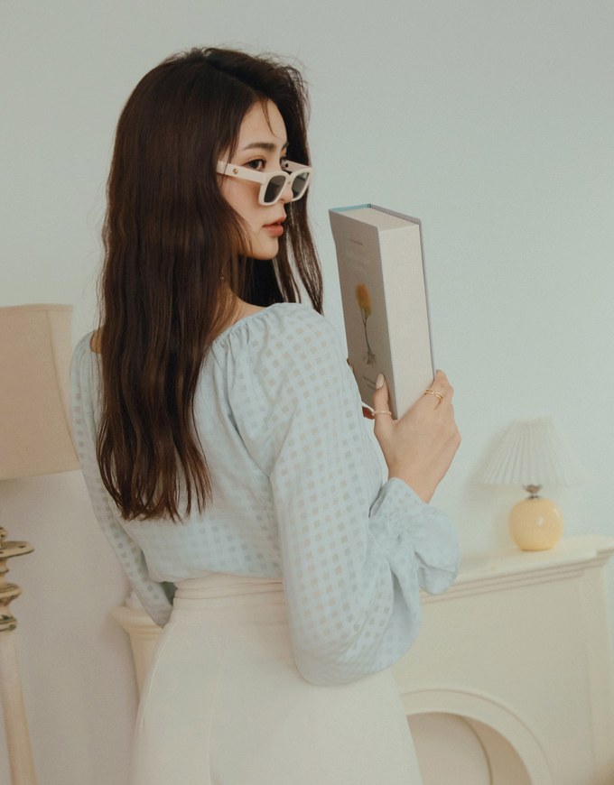Light Plaid Flutter Peplum Crop Top