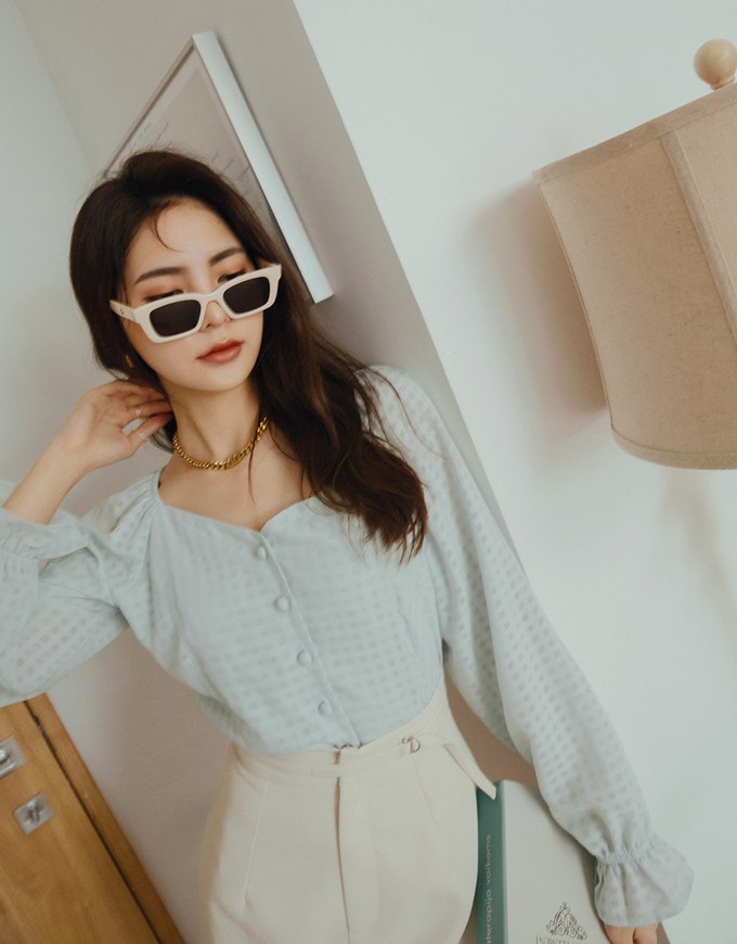 Light Plaid Flutter Peplum Crop Top