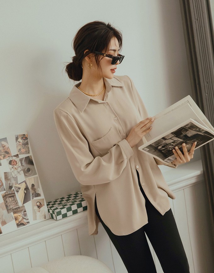 Basic Versatile Anti-Wrinkle Iron Free Blouse Shirt (With Detachable Shoulder Pads)