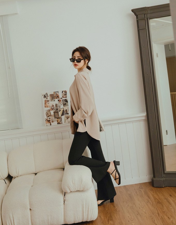 Basic Versatile Anti-Wrinkle Iron Free Blouse Shirt (With Detachable Shoulder Pads)