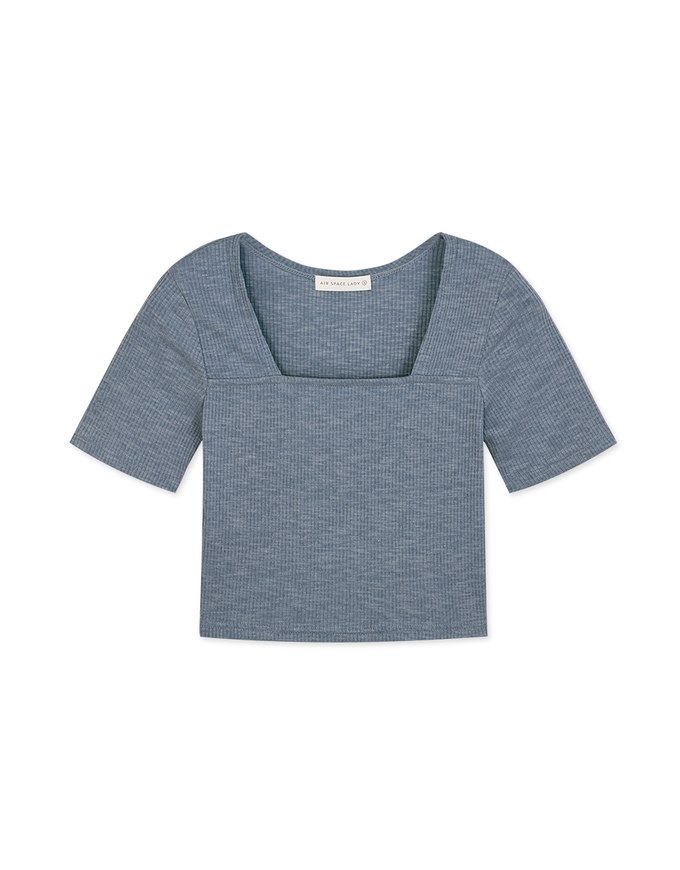 Square-Necked Knit Crop Top