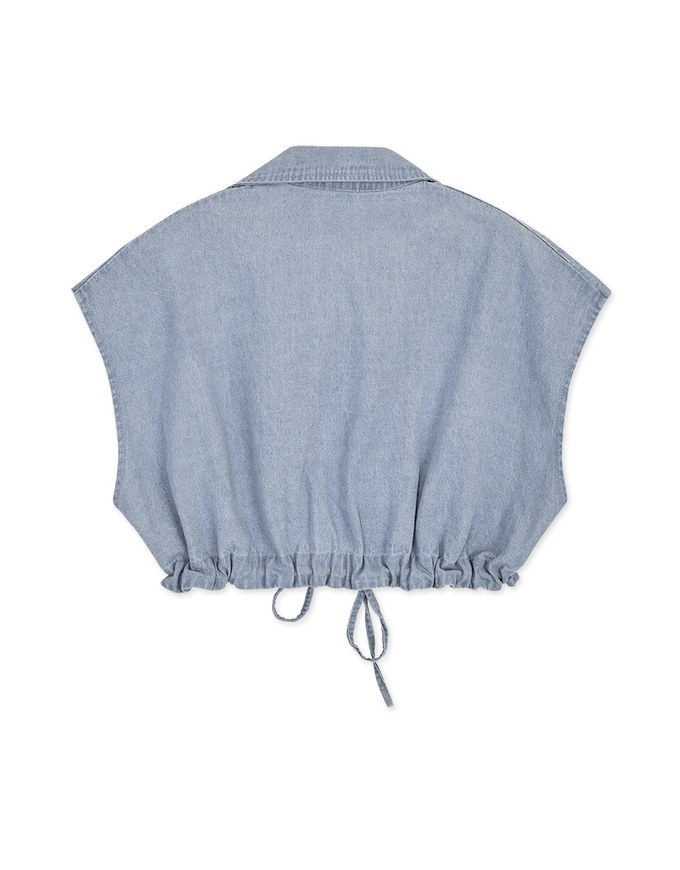 Casual Chic Drawstring Crop Denim Top
