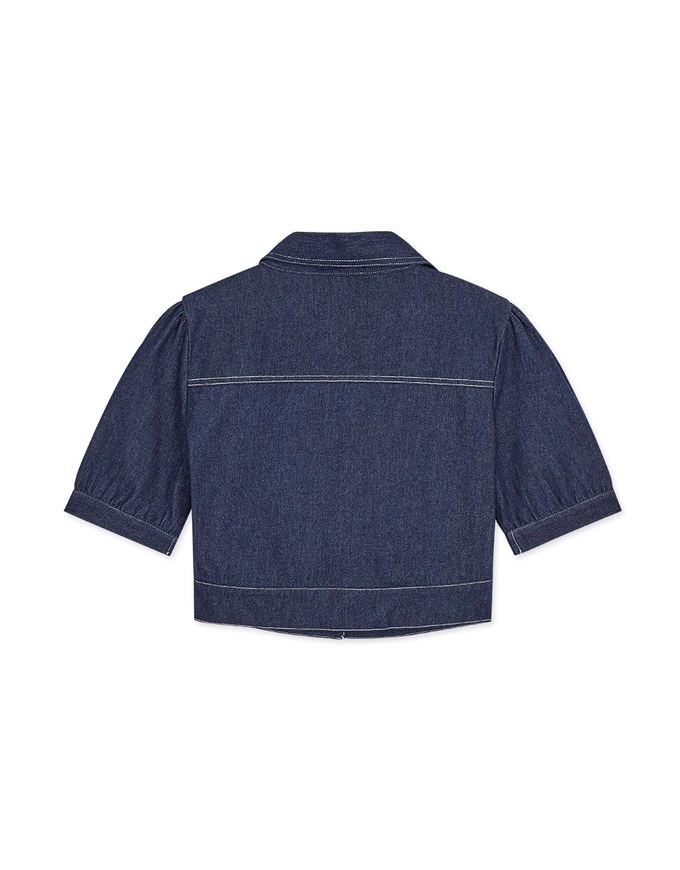 Elevated Casual Stitching Pocket Crop Blouse Shirt