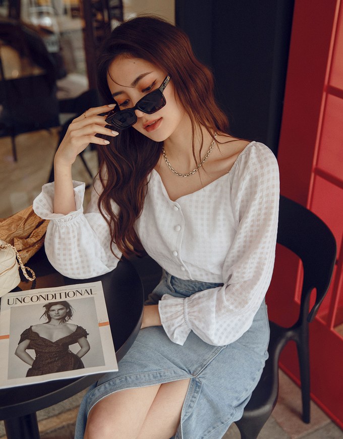 Side Slit Design Denim Jeans Midi Skirt
