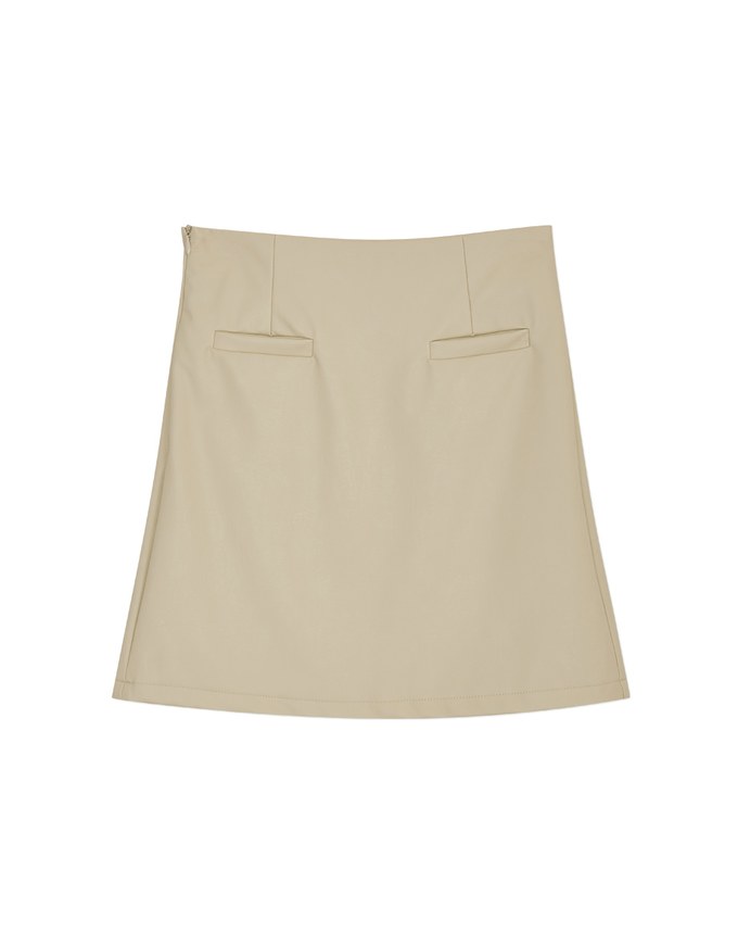 Très Chic Fake Pocket Faux Leather Skirt