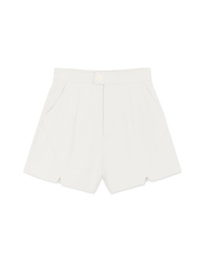 Sleek CEO Style Slimming Bias-Cut Slit Suit Short