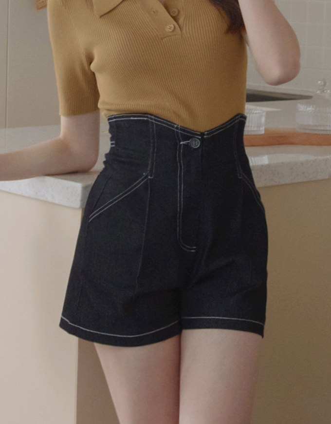Lengthen High Waisted Denim Jeans Shorts