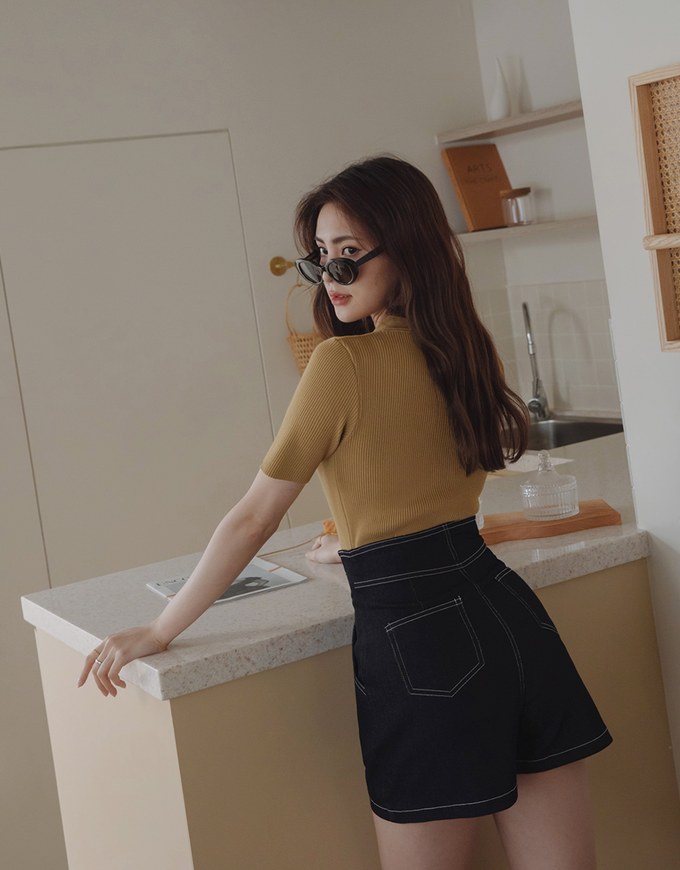 Lengthen High Waisted Denim Jeans Shorts