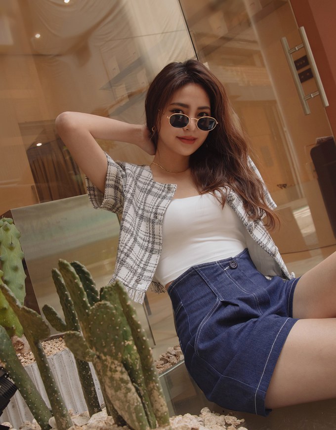 Lengthen High Waisted Denim Jeans Shorts
