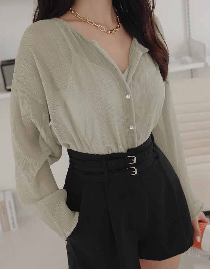 High Waisted Double Belted Pleated Shorts