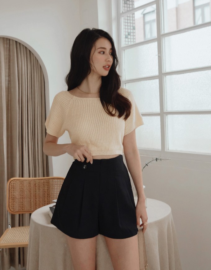 360° High Waisted Side-Button Pleated Suit Shorts