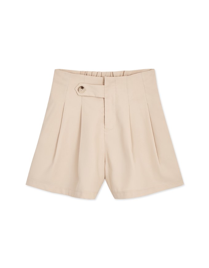 360° High Waisted Side-Button Pleated Suit Shorts