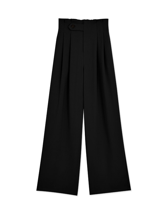 360° High Waisted Side-Button Pleated Wide Pants