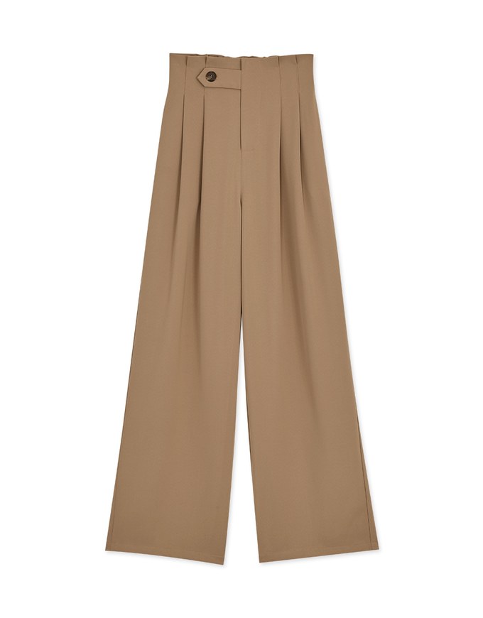 360° High Waisted Side-Button Pleated Wide Pants