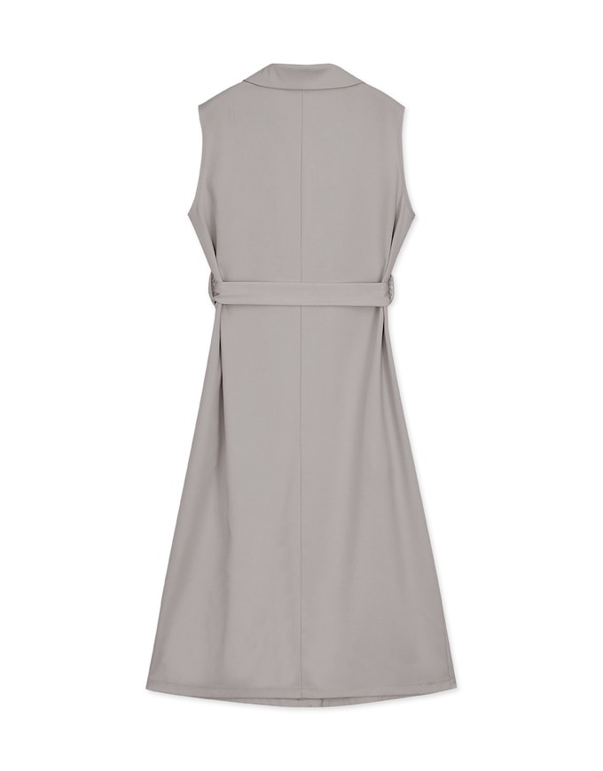 Smart Casual 2WAY Sleeveless Shirt Maxi Dress (With Sash)
