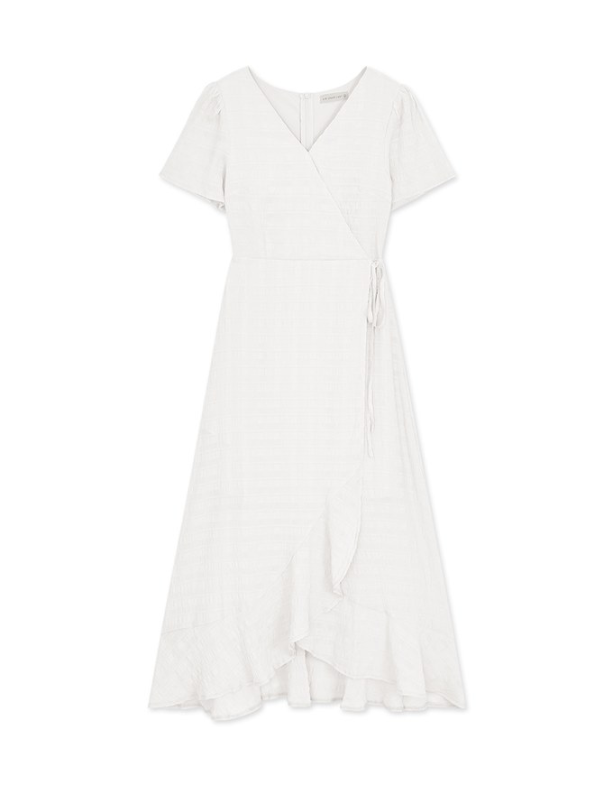 Sweet Sultry Textured Side Tie Ruffled Maxi Dress