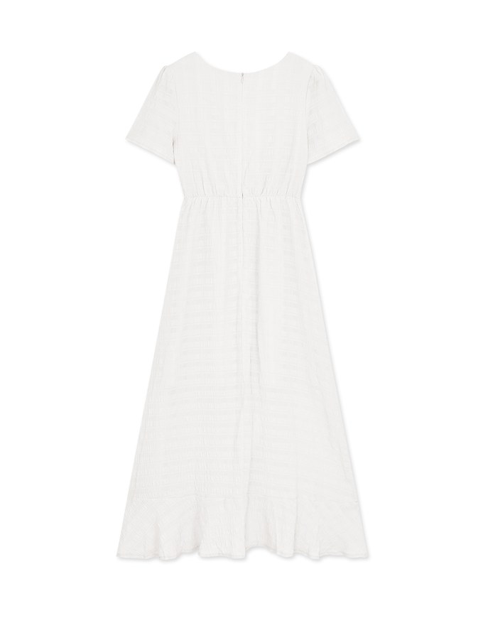 Sweet Sultry Textured Side Tie Ruffled Maxi Dress