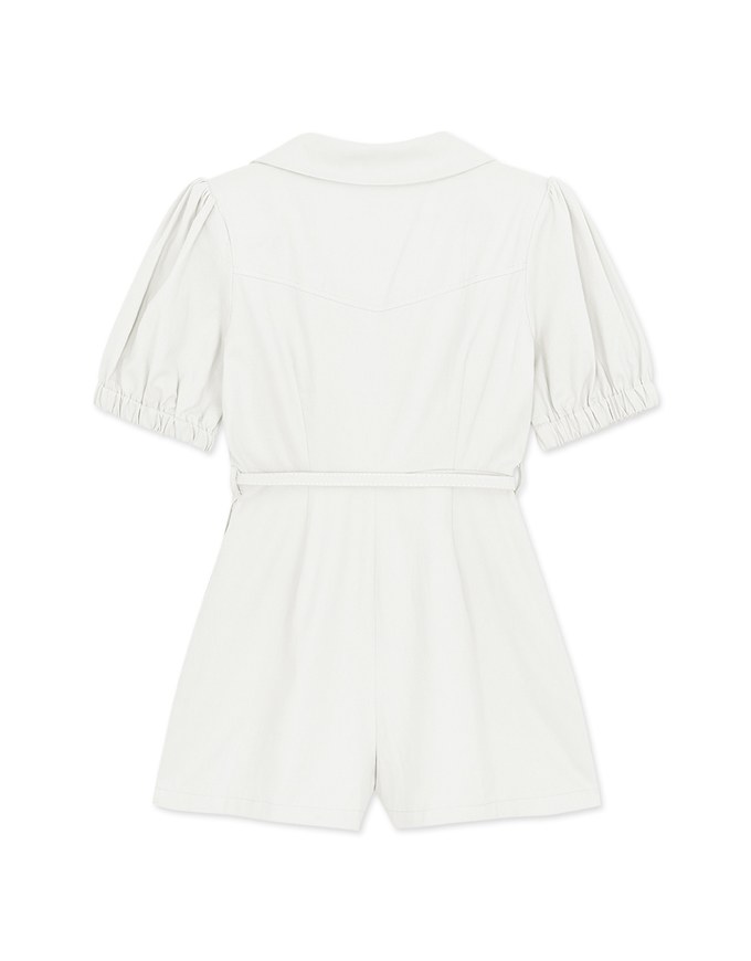 Vintage Wide Collar Detachable Shoulder Pads Jumpsuit (With Belt)