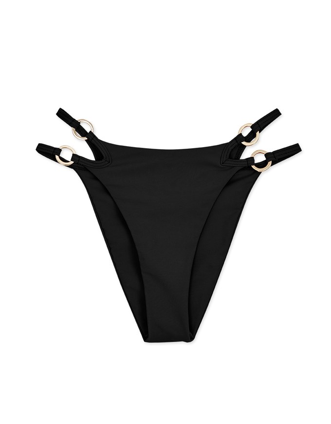 Double Thin Strap Metal Ring Bikini Bottom
