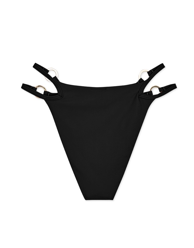 Double Thin Strap Metal Ring Bikini Bottom