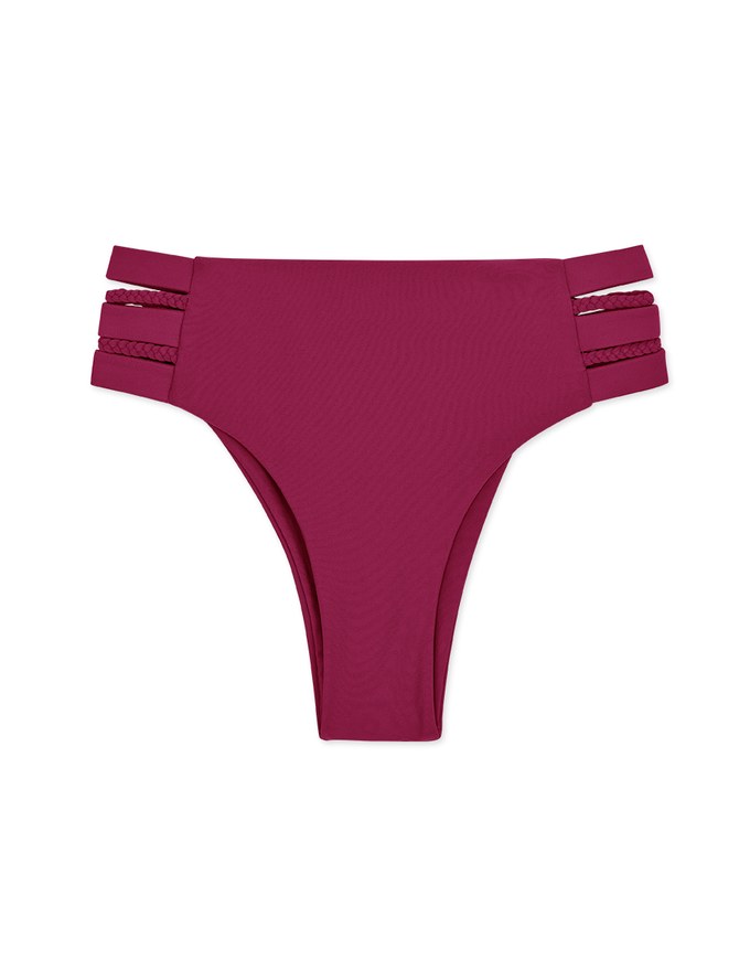 High Waisted Side Wide Strap Weave Bikini Bottom
