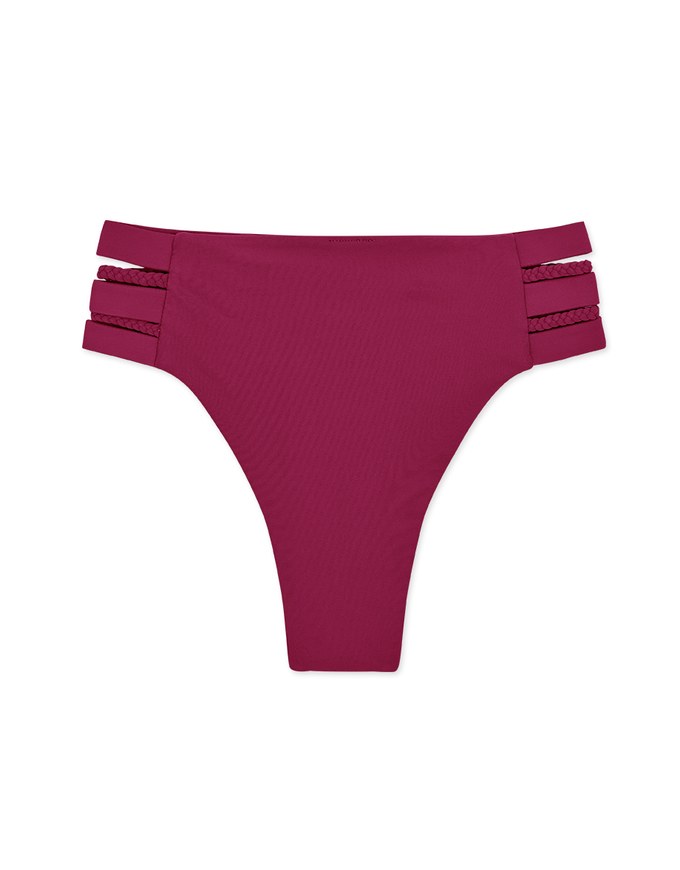 High Waisted Side Wide Strap Weave Bikini Bottom