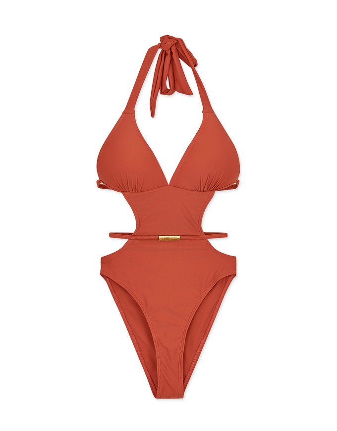 【YANBABY】Side Hollowed One Piece Swimsuit Bikini (Thick Padded)