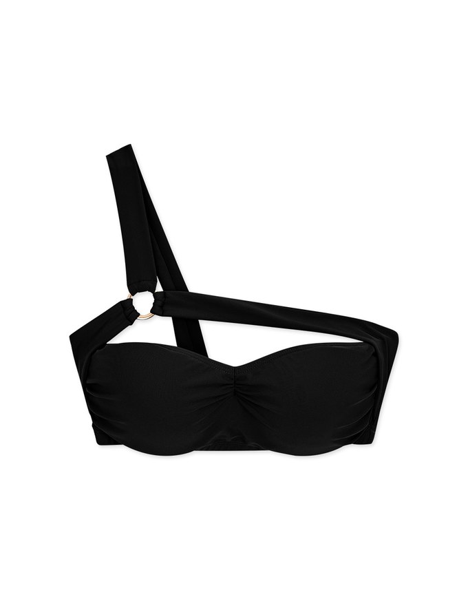 【PUSH IN 】One Shoulder Hollowed Cut Out Bikini Top Bra Padded