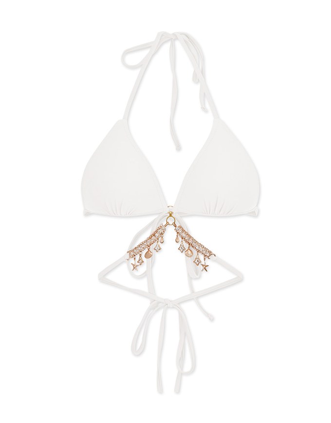 【PUSH UP】Ocean Goddess Jewelry Bikini Top With Detatchable Accessories Bra Padded