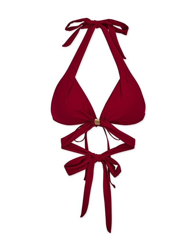 【PUSH IN 】Extra Wide Ribbon Criss Cross Bikini Top with Bra Padded