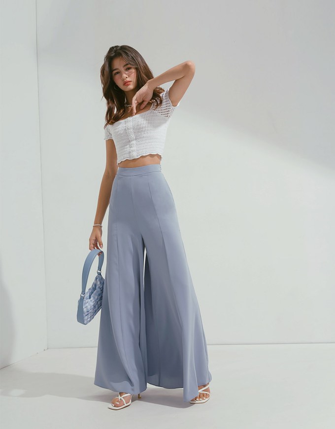 Square Neck Button Crochet Crop Top