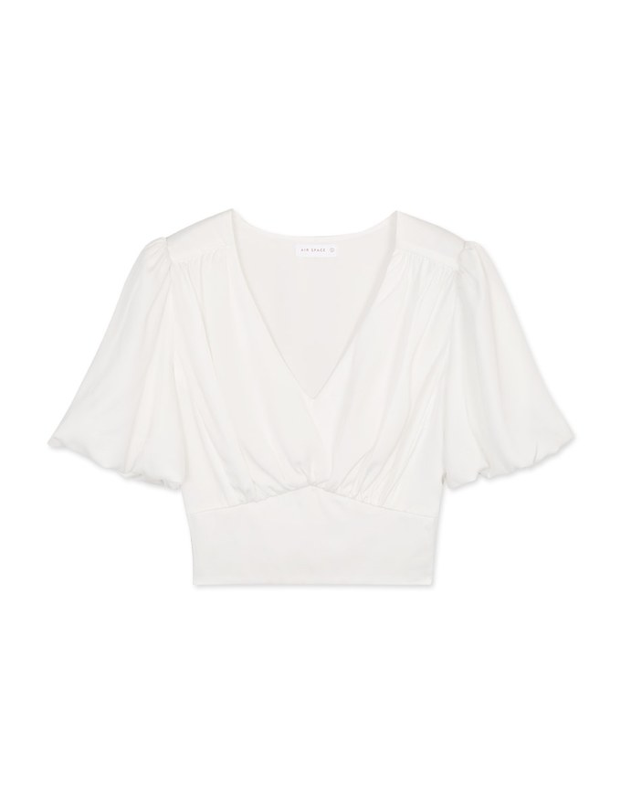 Urban Chic V-Neck Scrunch Puff Sleeve Top