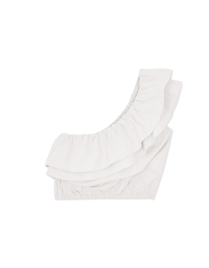 Double Layered Ruffled One-Shoulder Crop Top