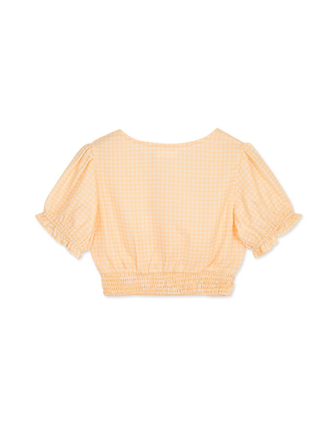 Gingham Scrunch Cinched Waist Crop Top