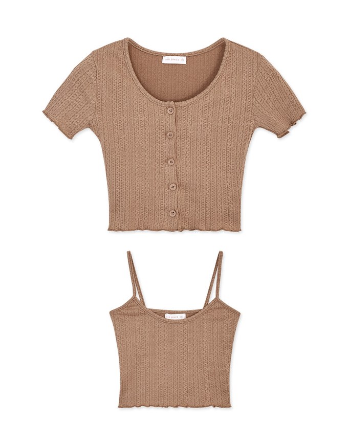 Twist Embossed Two-Piece Crop Top
