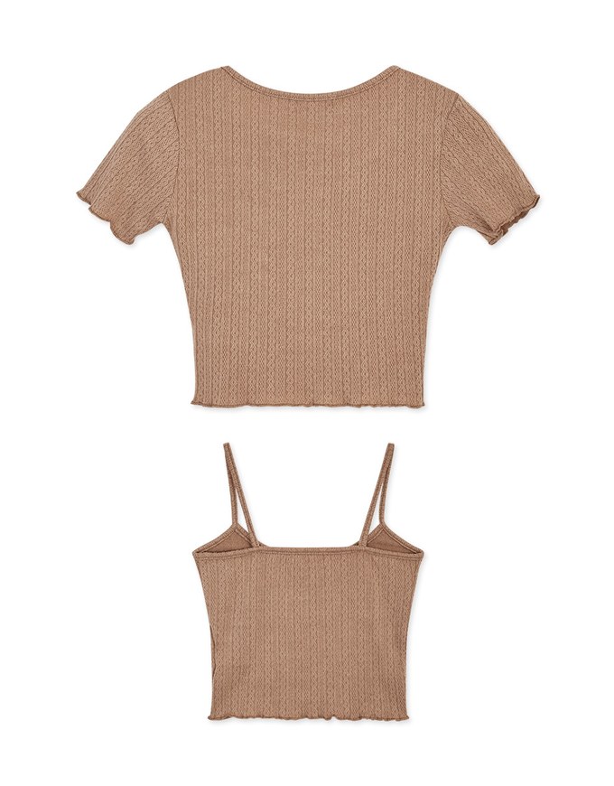 Twist Embossed Two-Piece Crop Top