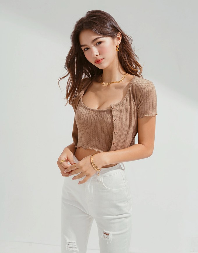 Twist Embossed Two-Piece Crop Top