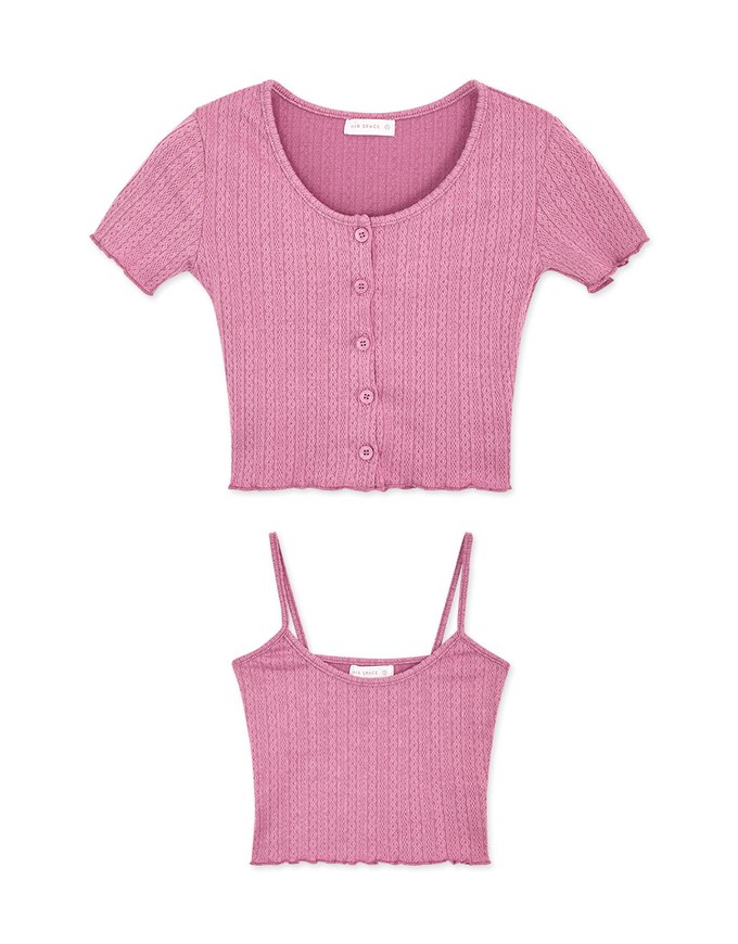 Twist Embossed Two-Piece Crop Top