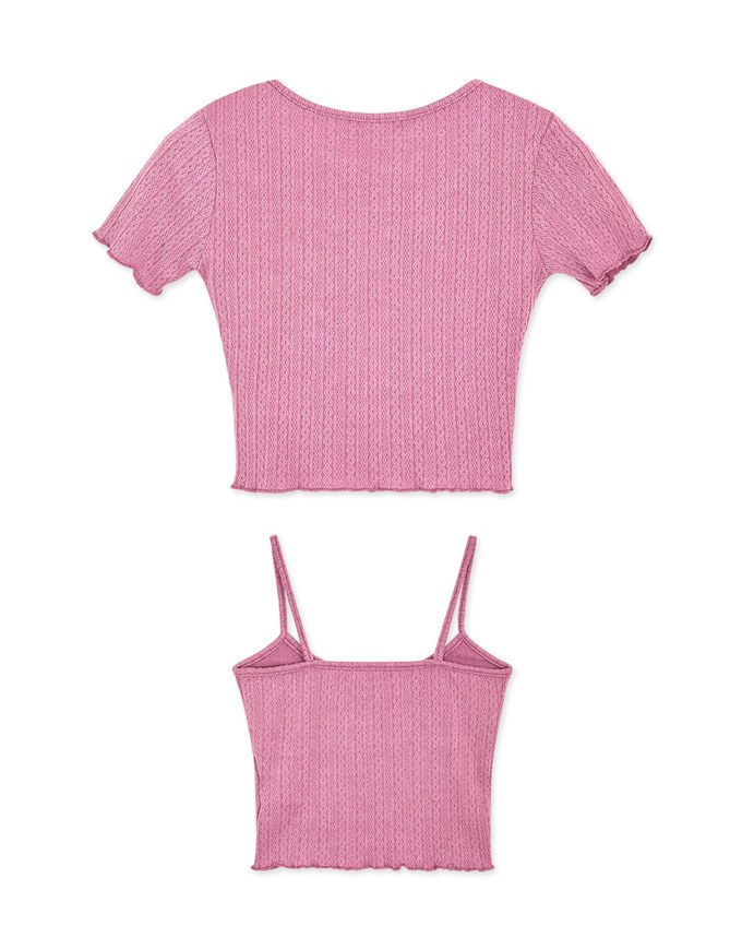 Twist Embossed Two-Piece Crop Top