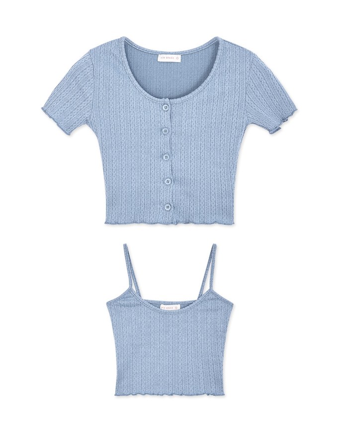 Twist Embossed Two-Piece Crop Top