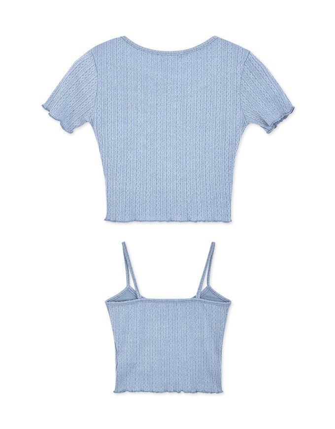 Twist Embossed Two-Piece Crop Top
