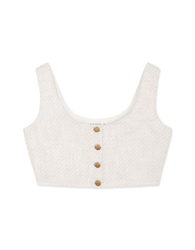 Tweed Gold Button Short Vest