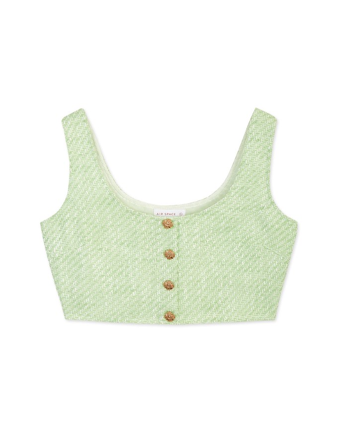 Tweed Gold Button Short Vest