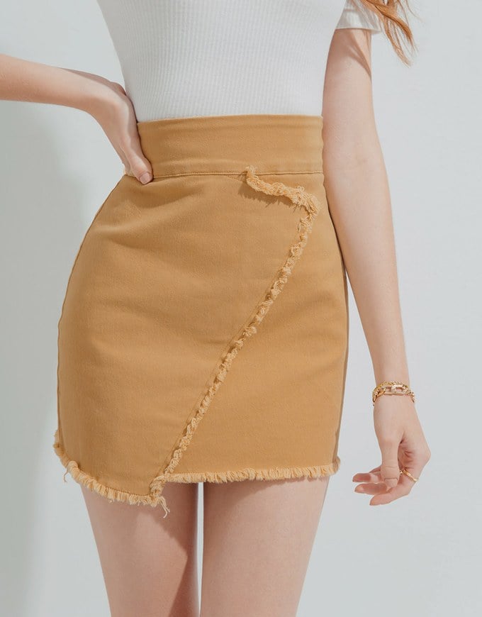 Urban Chic Distressed Edge Hem Asymmetric Skirt