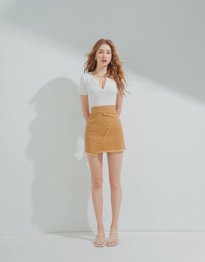 Urban Chic Distressed Edge Hem Asymmetric Skirt