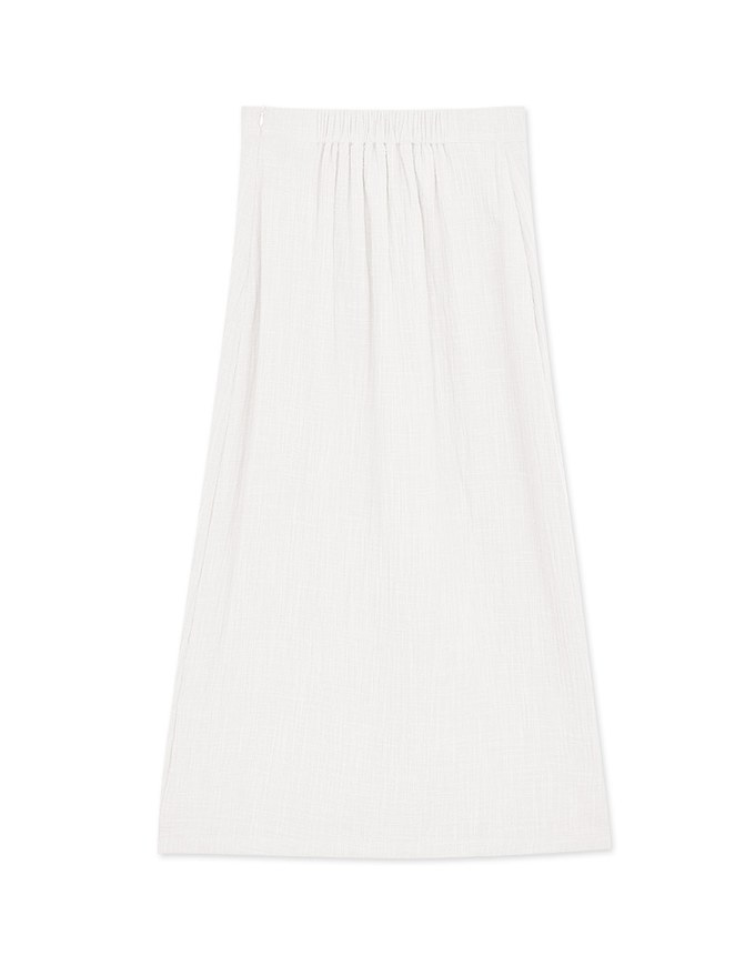 Crinkled Button Down Slit Maxi Skirt