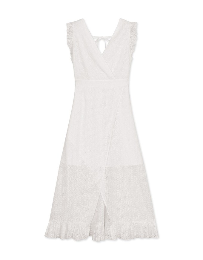 Décolleté V Open Back Lace Slit Maxi Dress