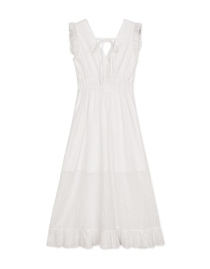 Décolleté V Open Back Lace Slit Maxi Dress