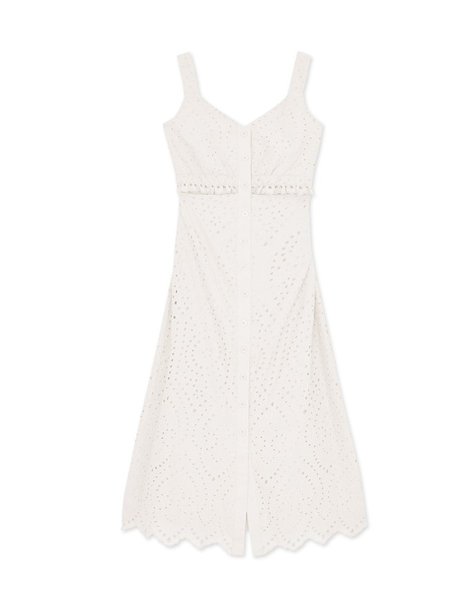 Embroidered Lace Hollow Waist Maxi Dress
